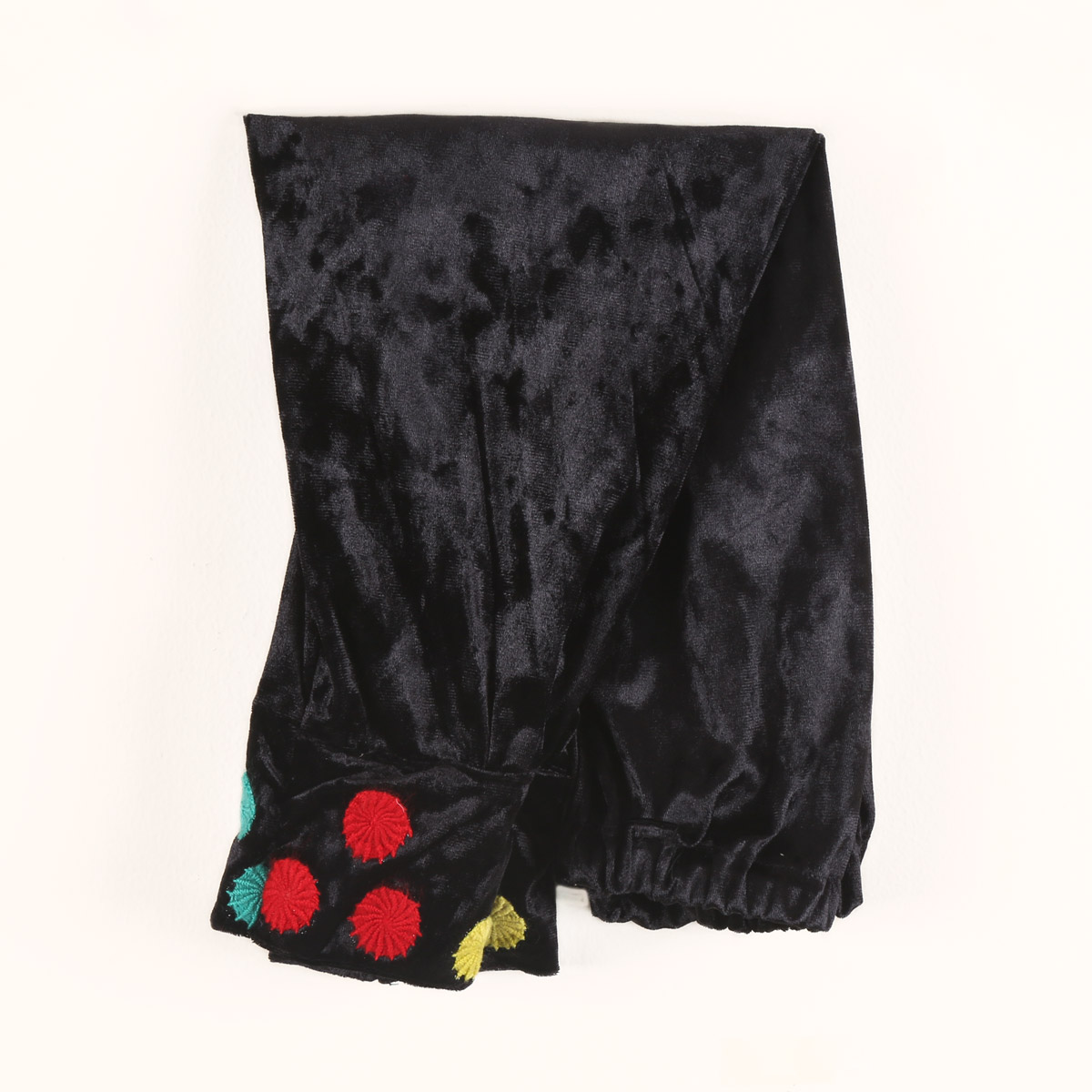 Velvet Colorful Belted Pleated Frock | Black Embroidered Short Frock