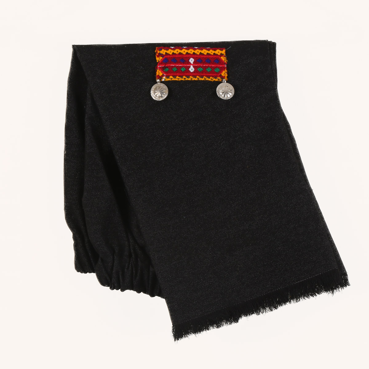 Cotton Cuff Sleeve Frock & Shoulder Bag | Matching Embroidered Black Dress & Bag