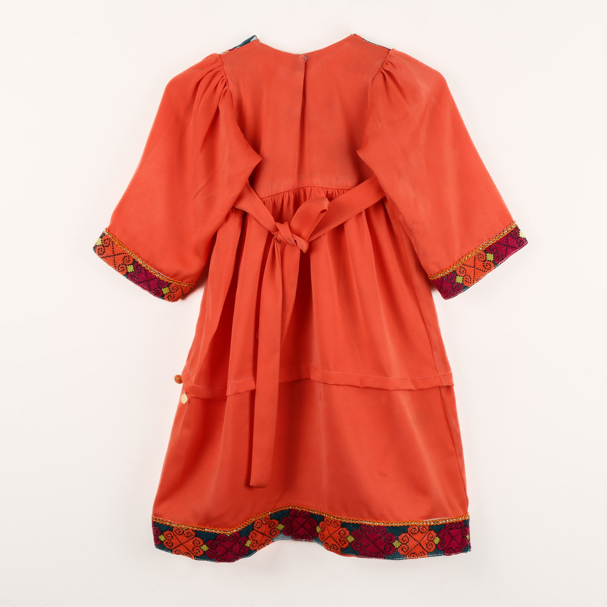 Orange Graph Embroidered Frock | 3-Piece Cotton Kid's Frock 