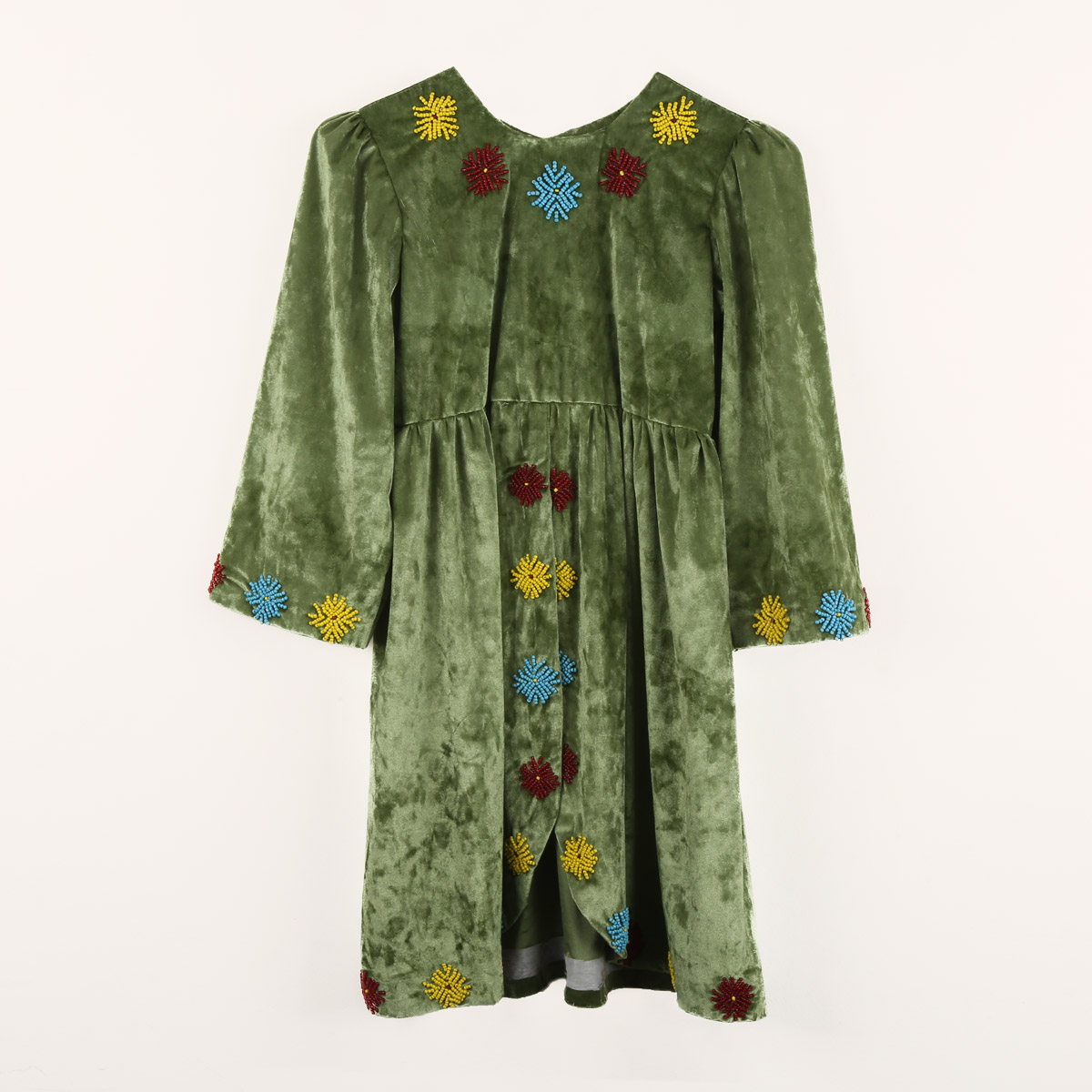 Velvet Floral Embroidered Frock | 3-Piece Pleated Frock