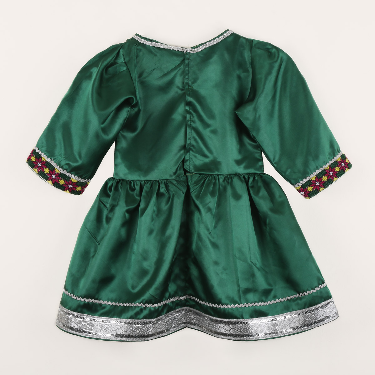Silk Cross-Stitch Frock with Hair Band | Green Party Frock & Hair Band