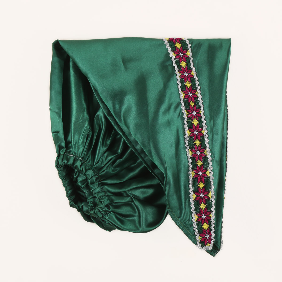 Silk Cross-Stitch Frock with Hair Band | Green Party Frock & Hair Band