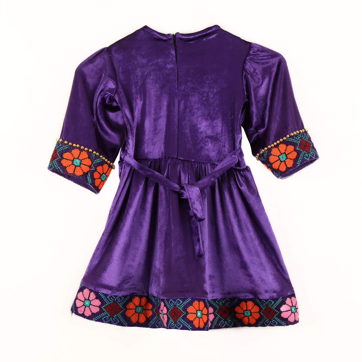 Purple Floral Stitch Velvet Frock | 3-Piece Kid's Dress