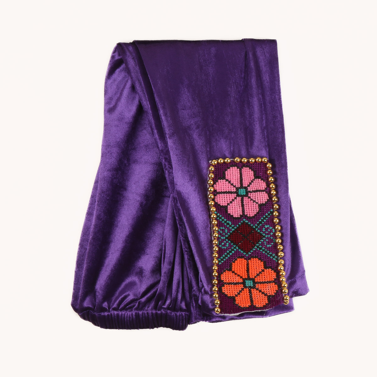 Purple Floral Stitch Velvet Frock | 3-Piece Kid's Dress