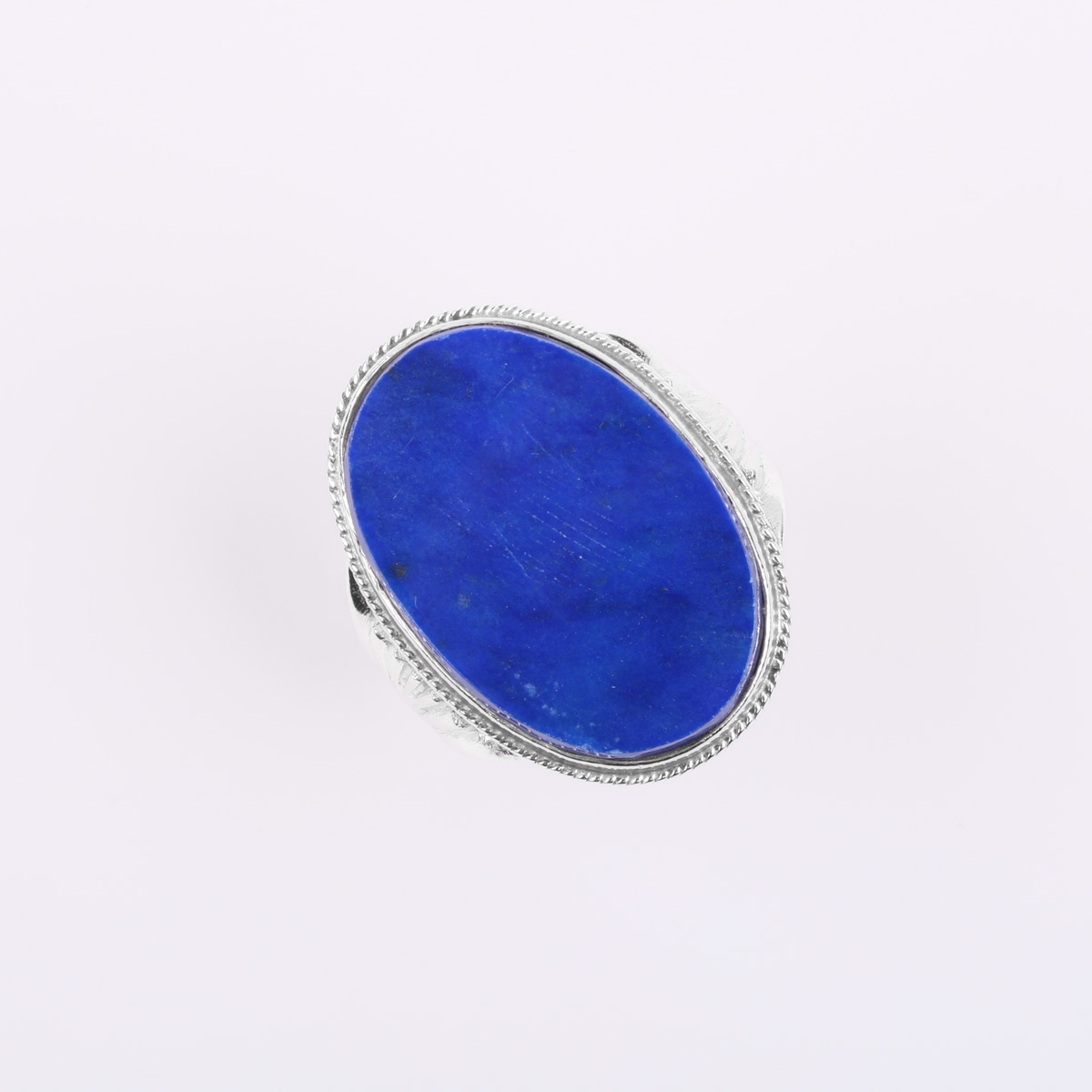 Lapis Stone Ring | Flat Silver Ring 