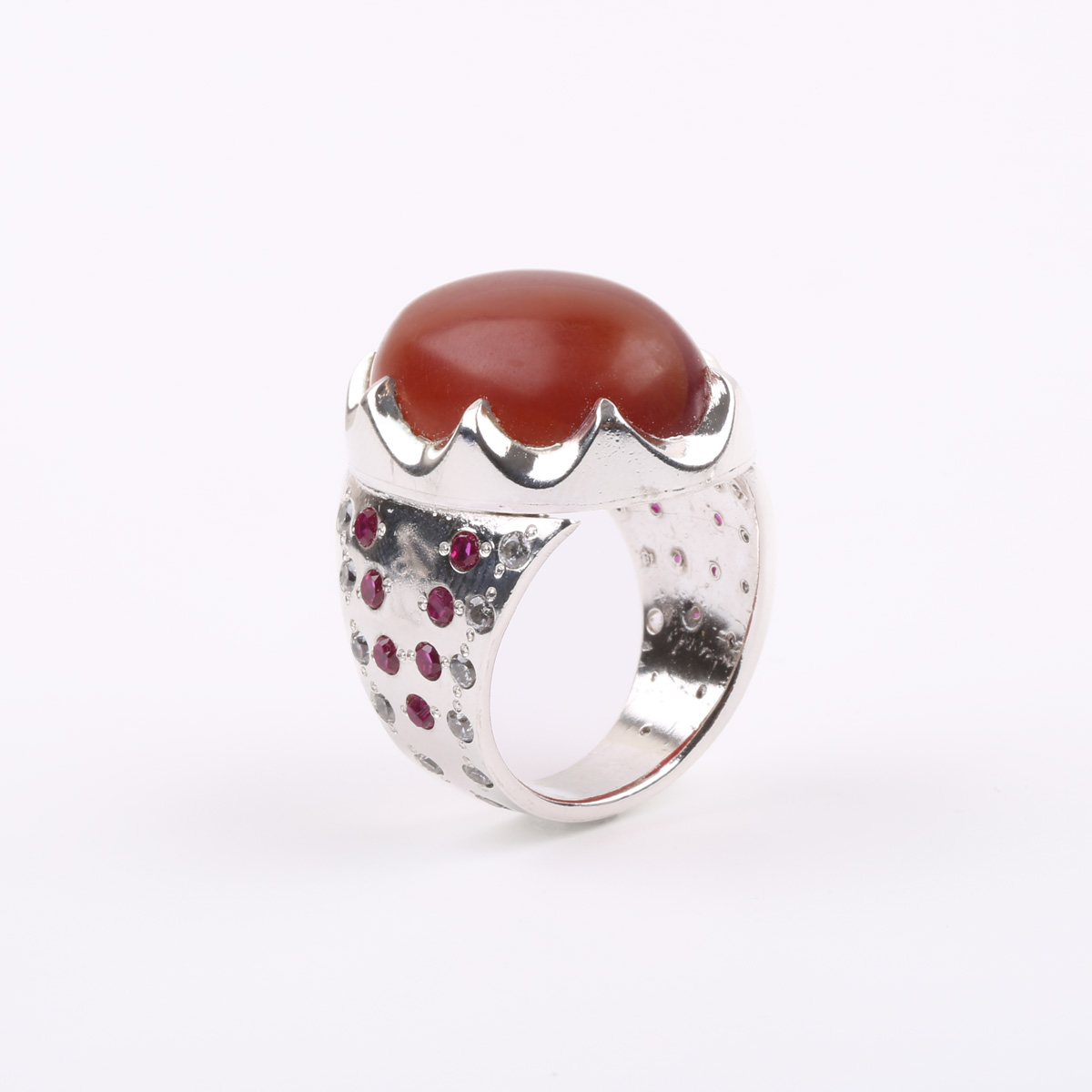 Agate Stone Silver Ring | Sultani Pave Band Ring