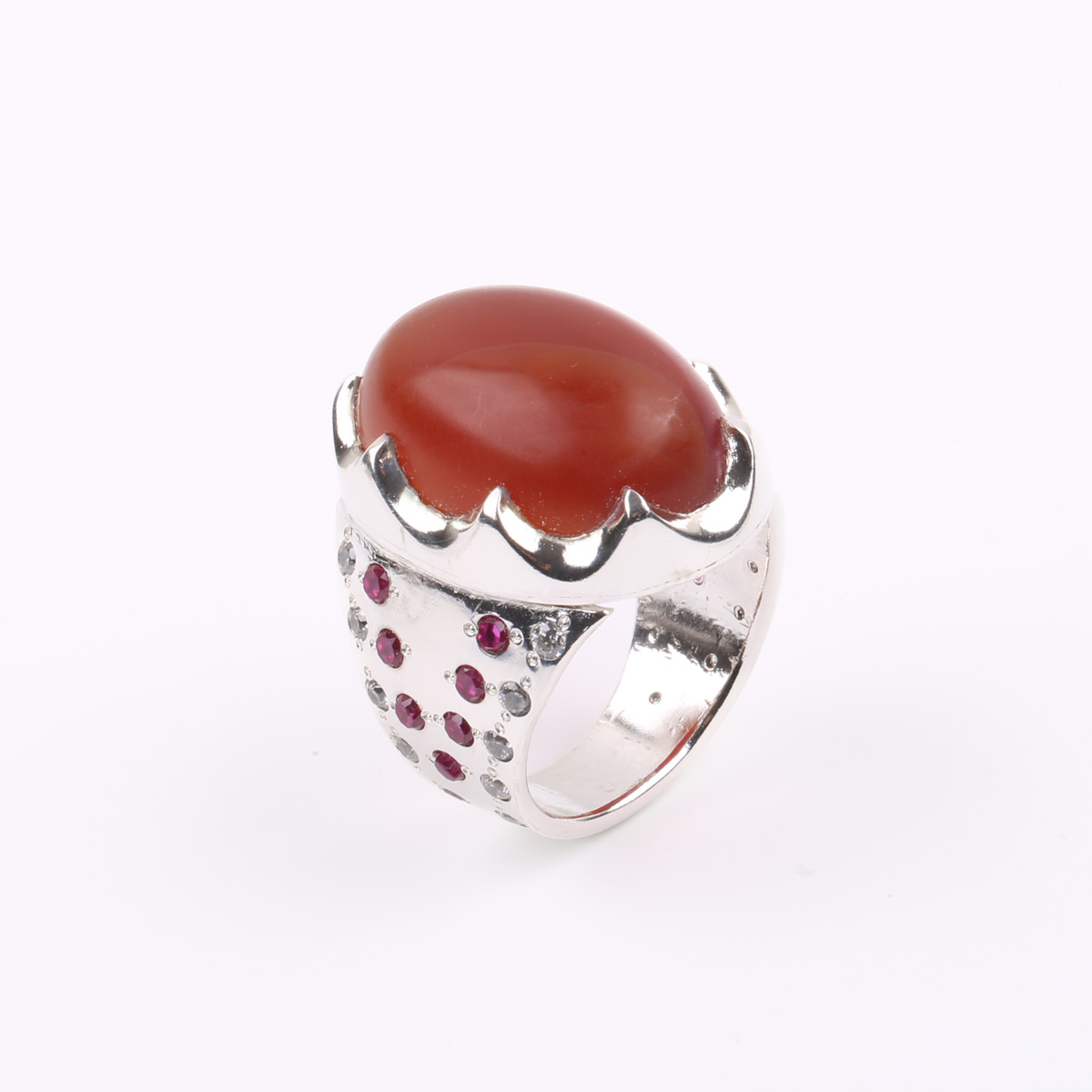 Agate Stone Silver Ring | Sultani Pave Band Ring
