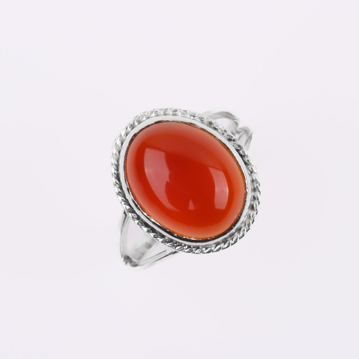 Maroon Agate Ring | Split Silver Round Ring