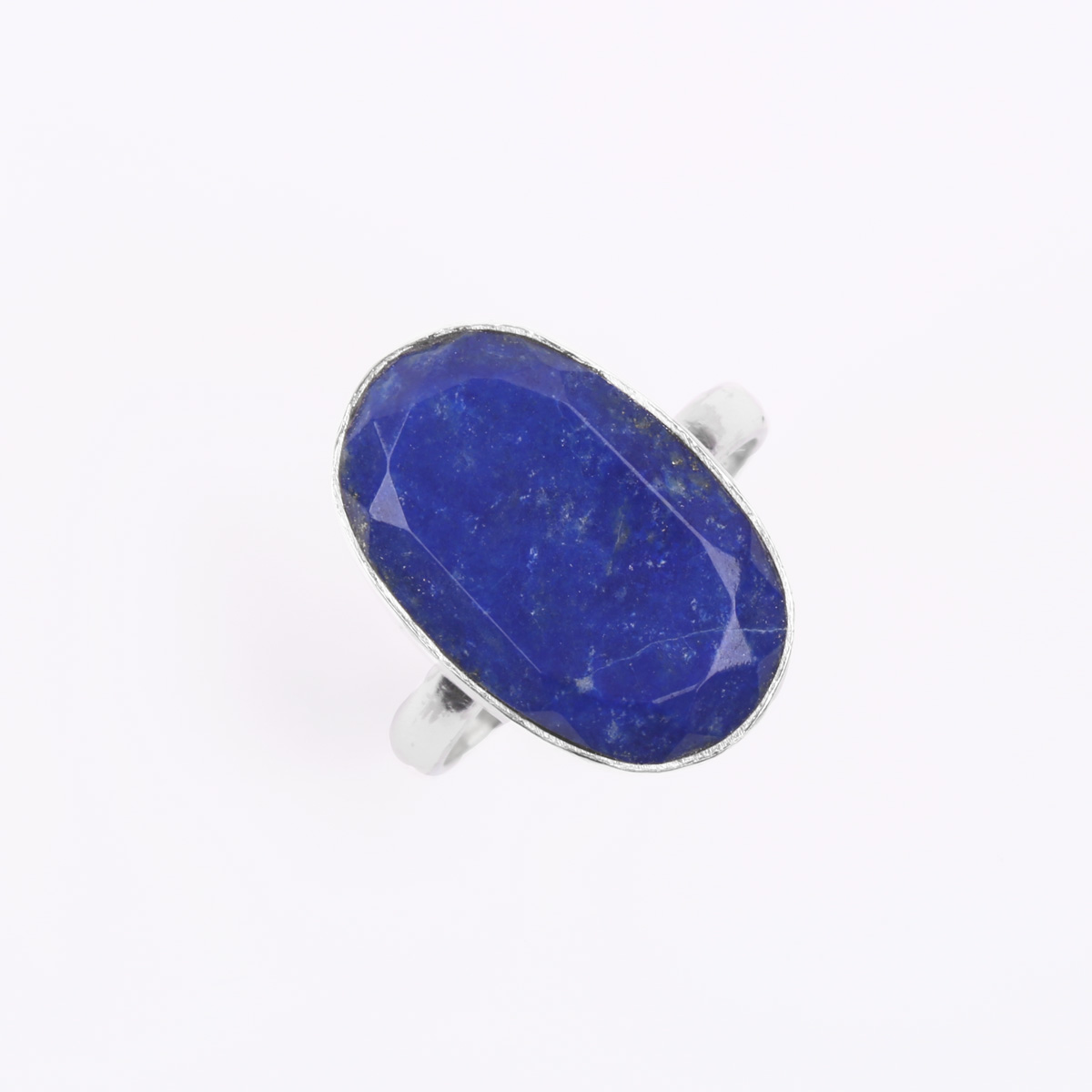 Lapis Lazuli Oval Ring | Silver Flat Straight Ring 