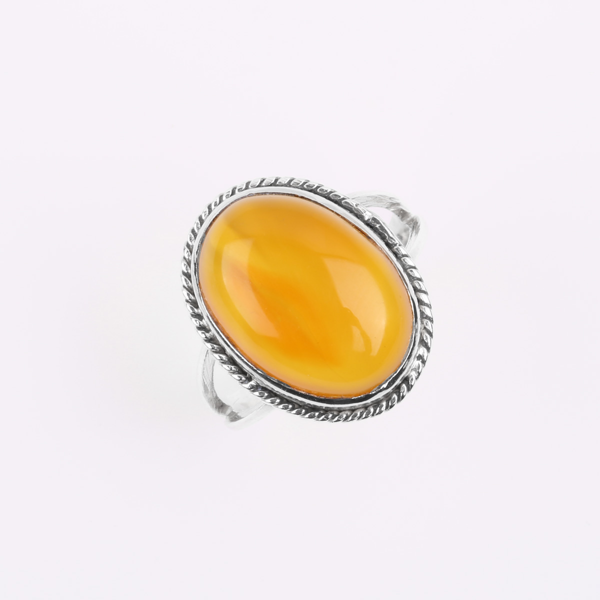 Yellow Agate Ring | Silver Split Band Ring 