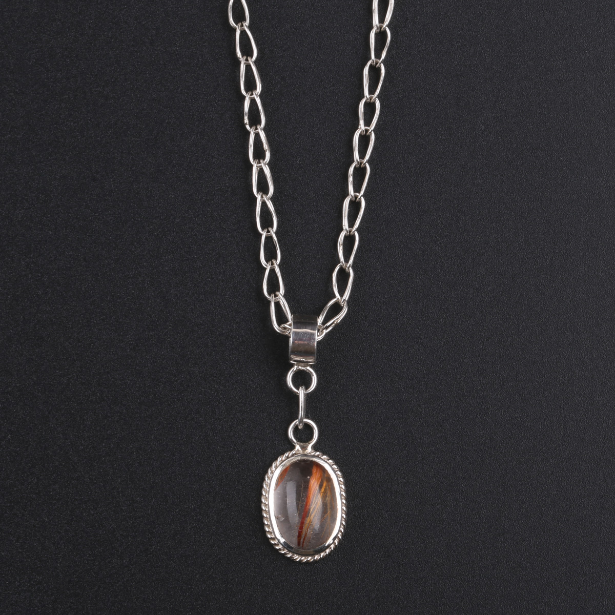 Hairy Quartz Stone Locket | Drop Chain Pendant 