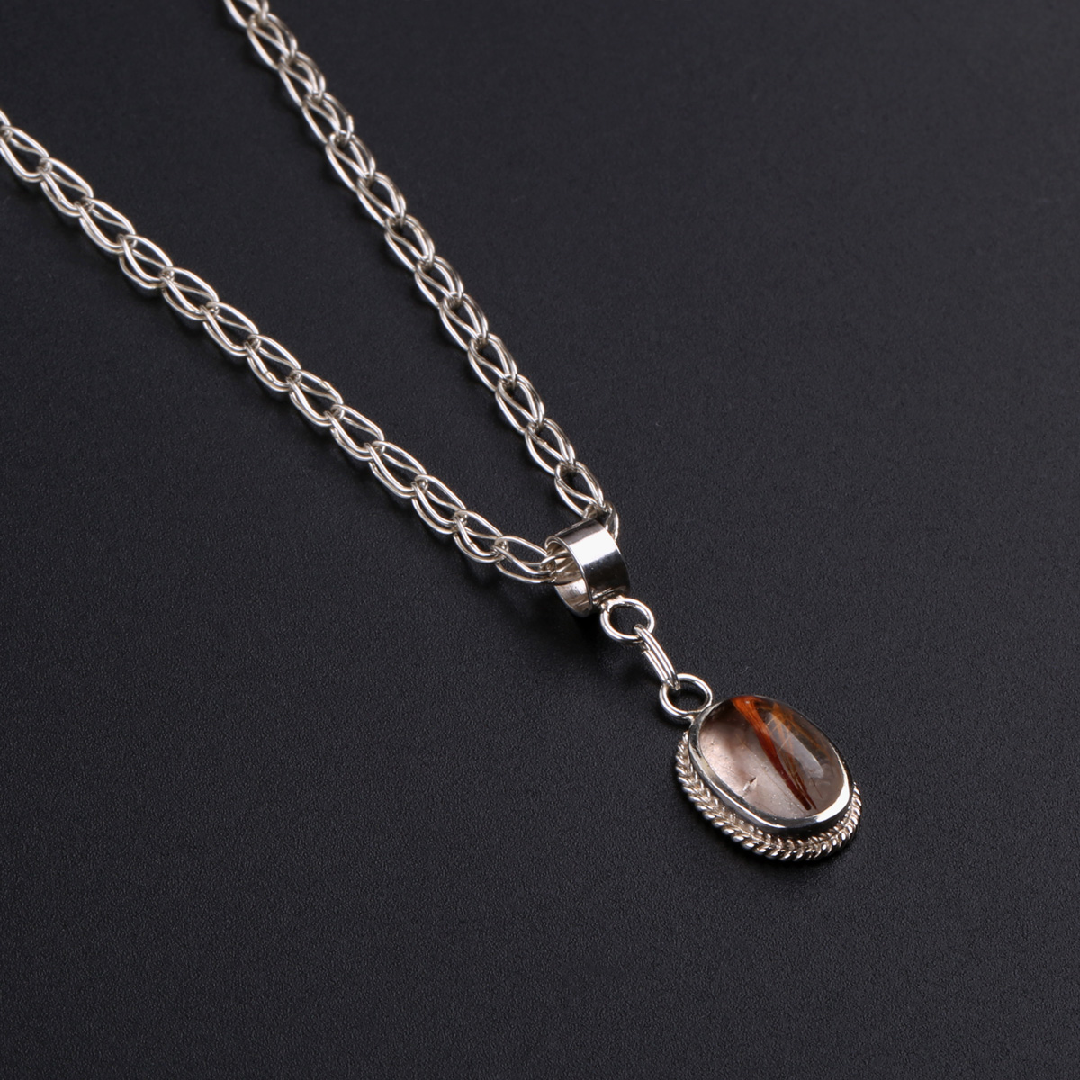 Hairy Quartz Stone Locket | Drop Chain Pendant 