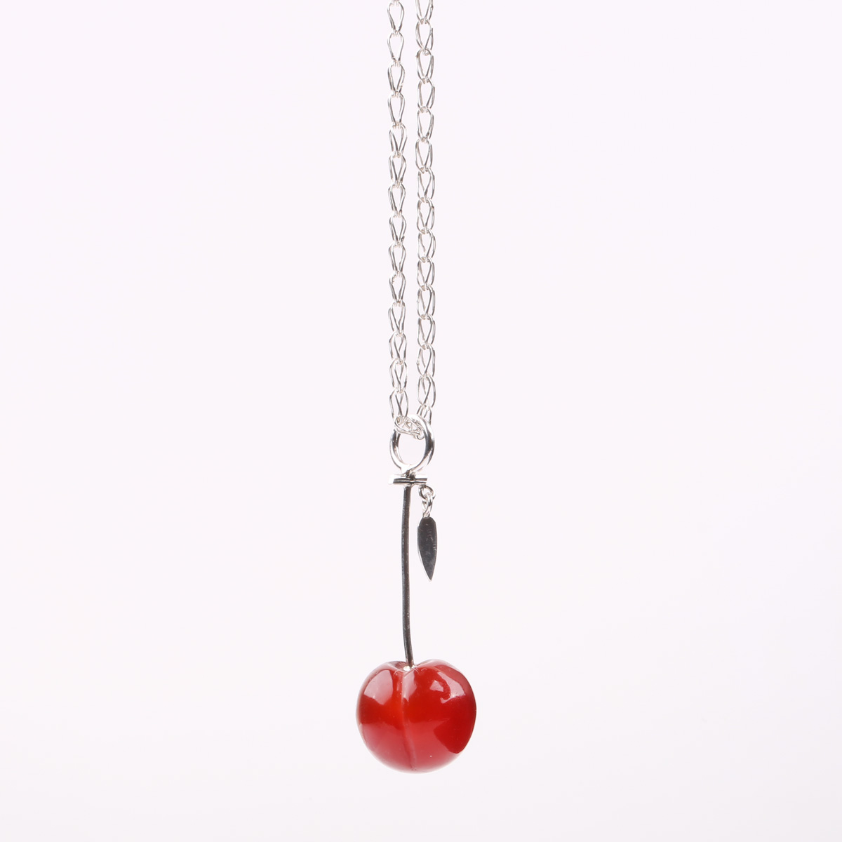 Agate Chain Locket | Cherry Silver Pendant 