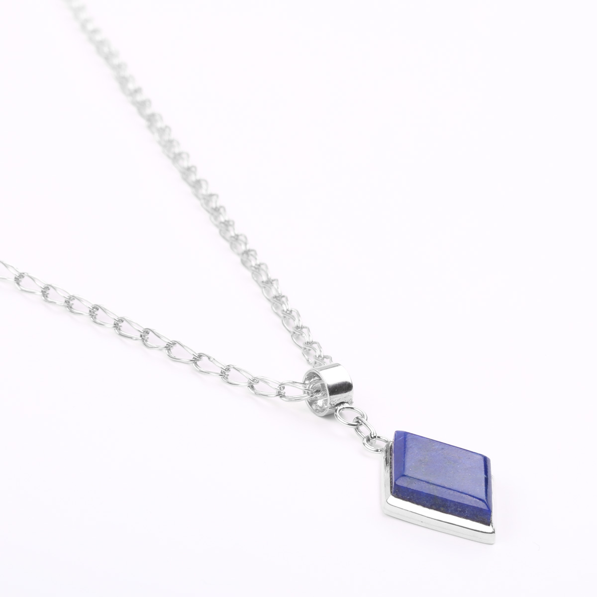 Lapis Lazuli Chain Pendant | Silver Marquise Locket