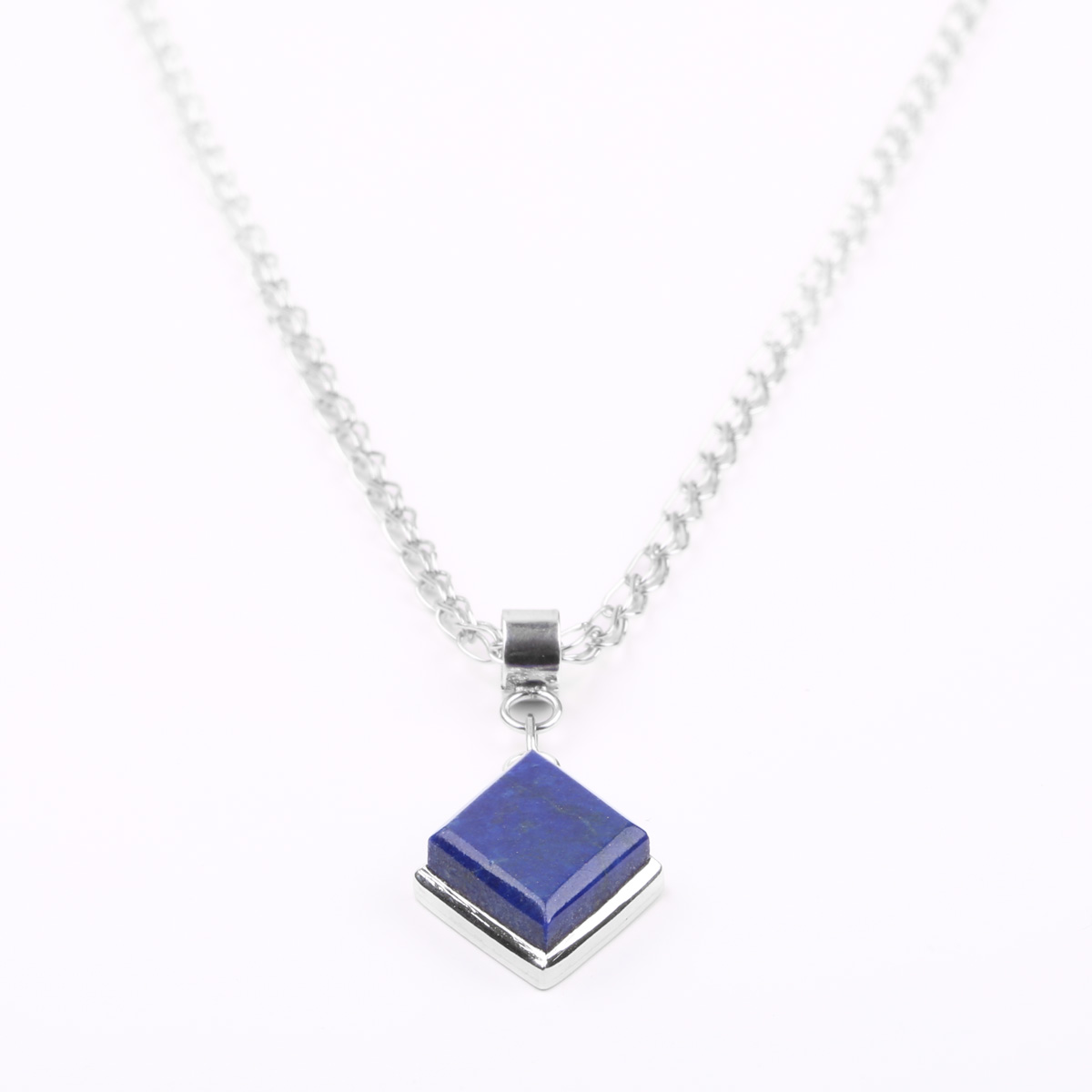 Lapis Lazuli Chain Pendant | Silver Marquise Locket