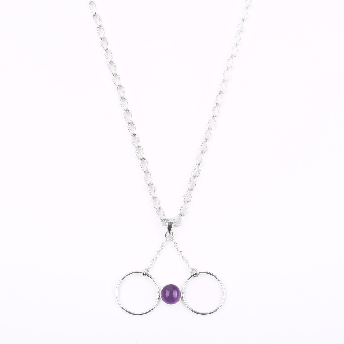Amethyst Drop Locket | Silver Butterfly Pendant