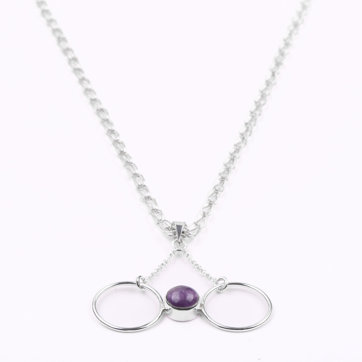 Amethyst Drop Locket | Silver Butterfly Pendant