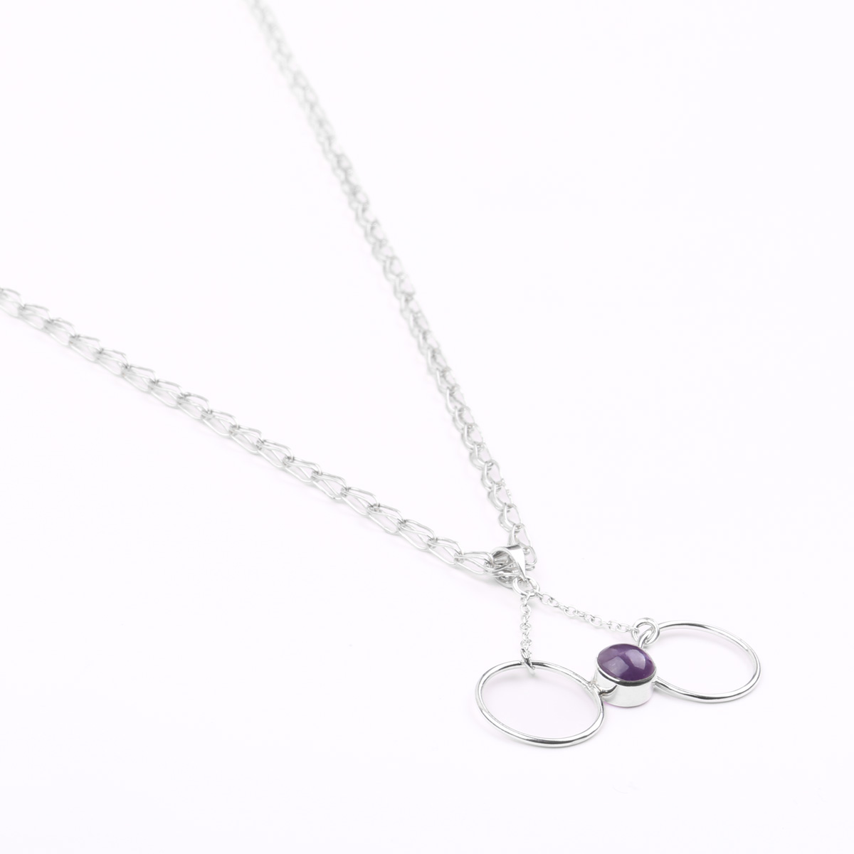 Amethyst Drop Locket | Silver Butterfly Pendant