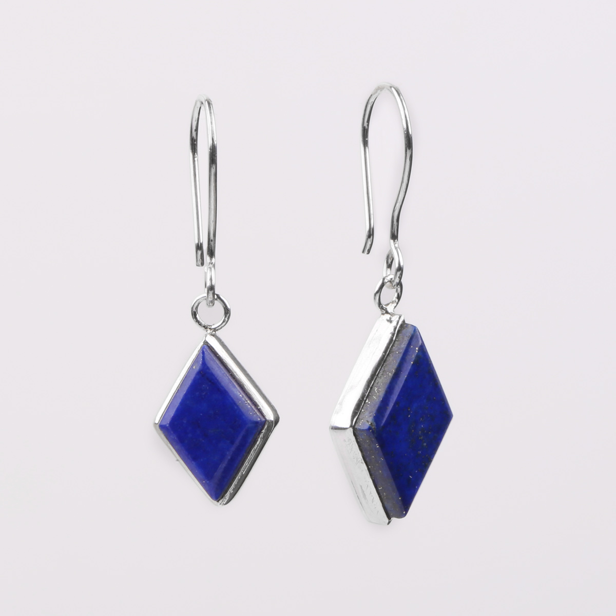Lapis Lazuli Hook Earrings | Dangle Silver Earrings