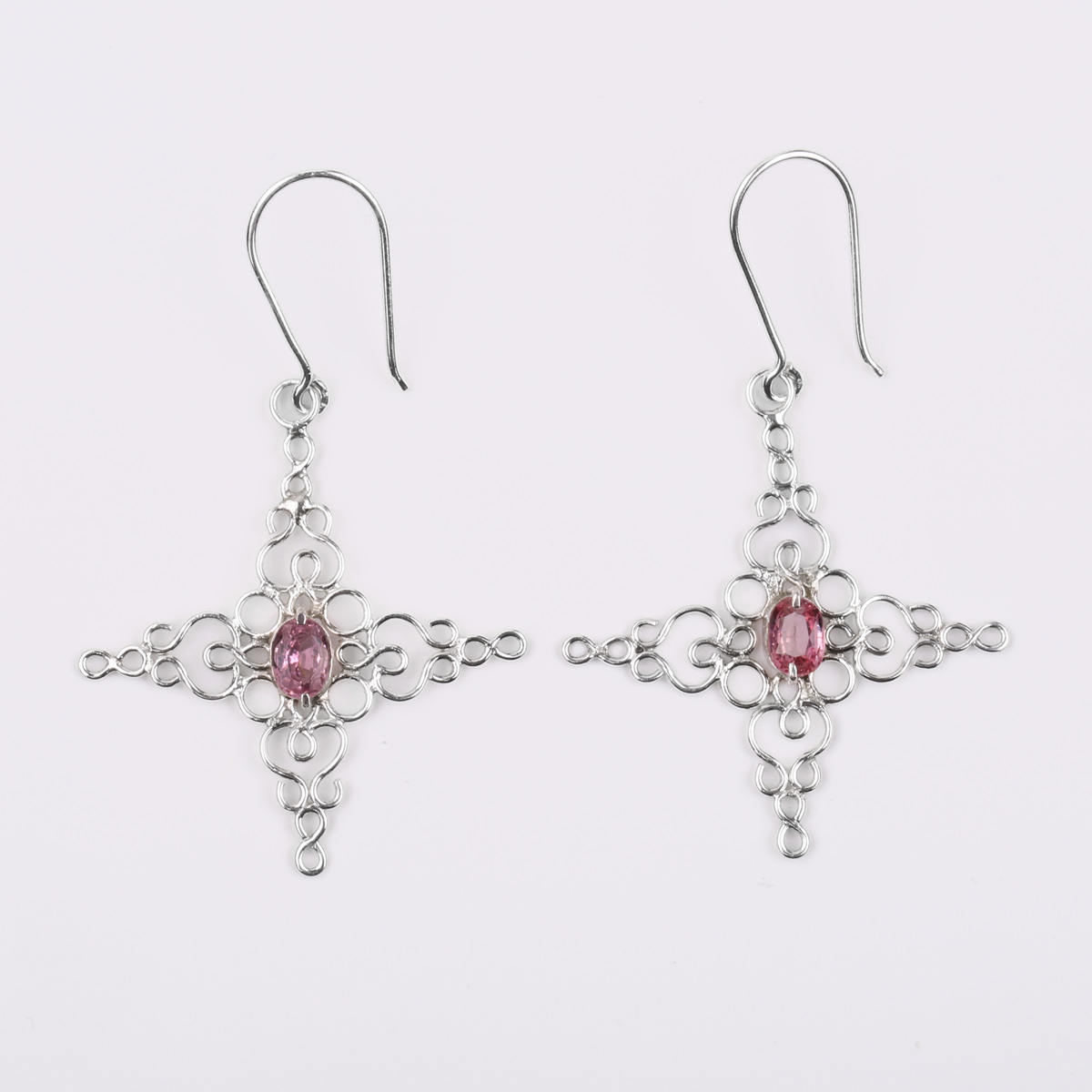 Spinal Dangle Earrings | Rose Pattern Hook Earrings
