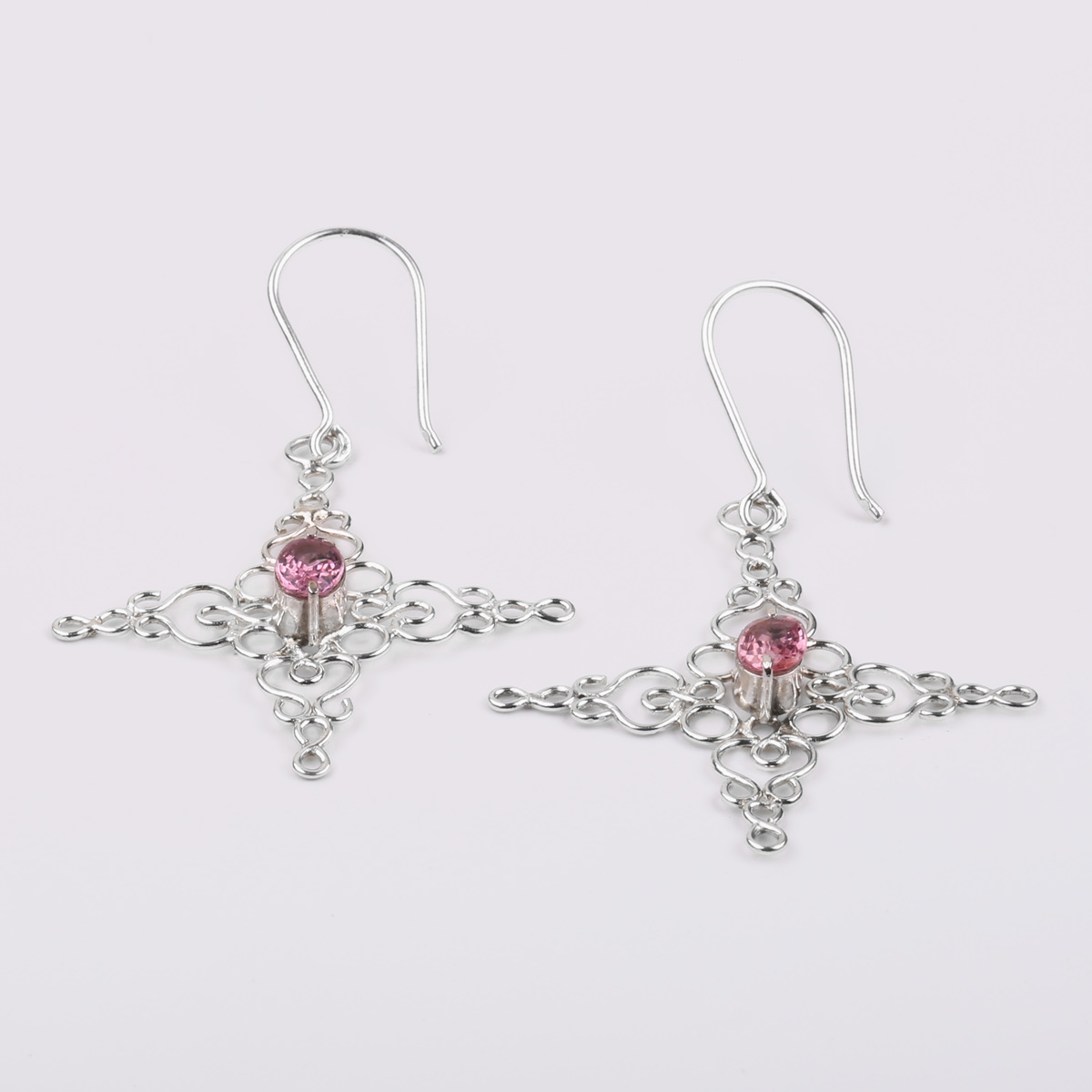 Spinal Dangle Earrings | Rose Pattern Hook Earrings