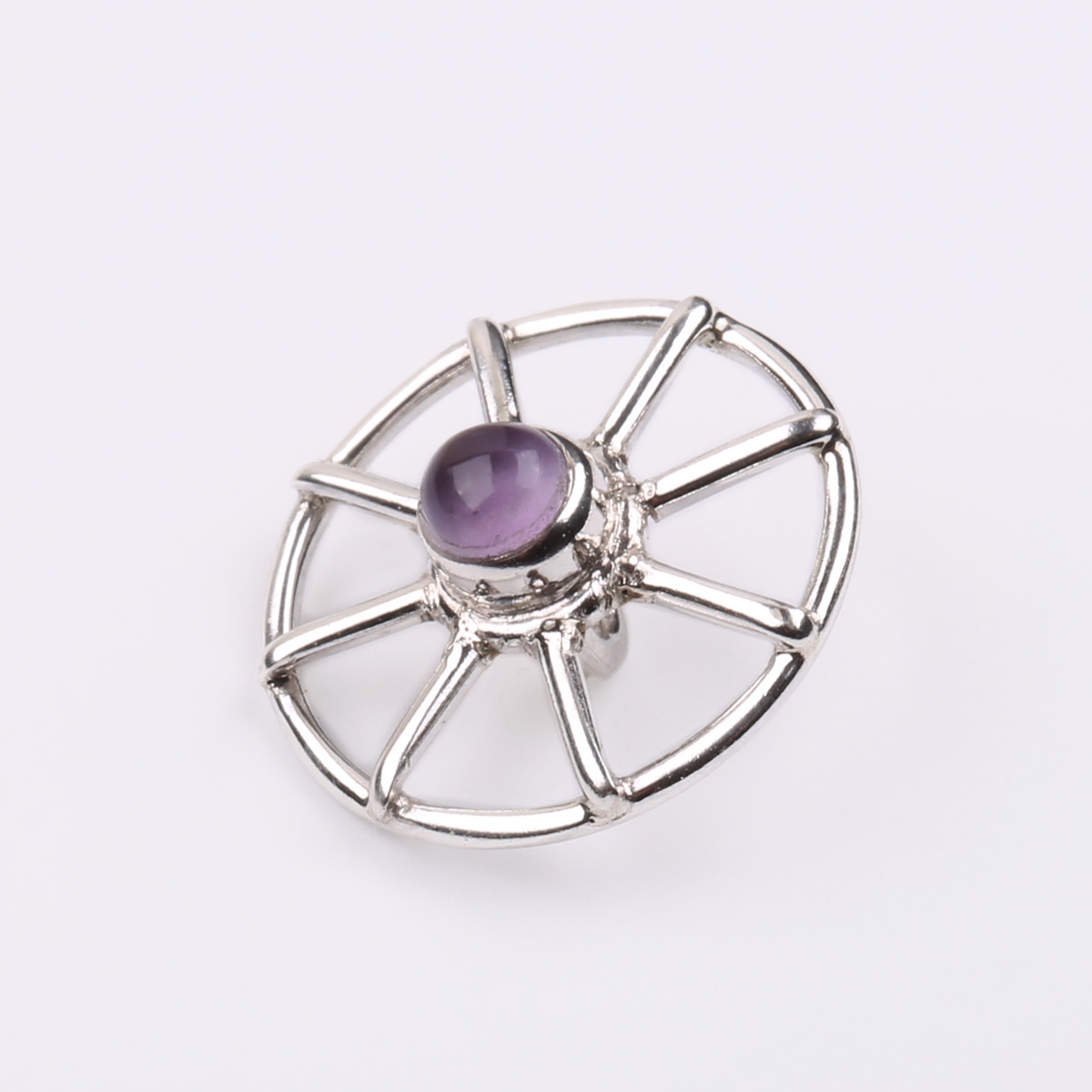 Amethyst Button Set | Set of 7 Silver Button