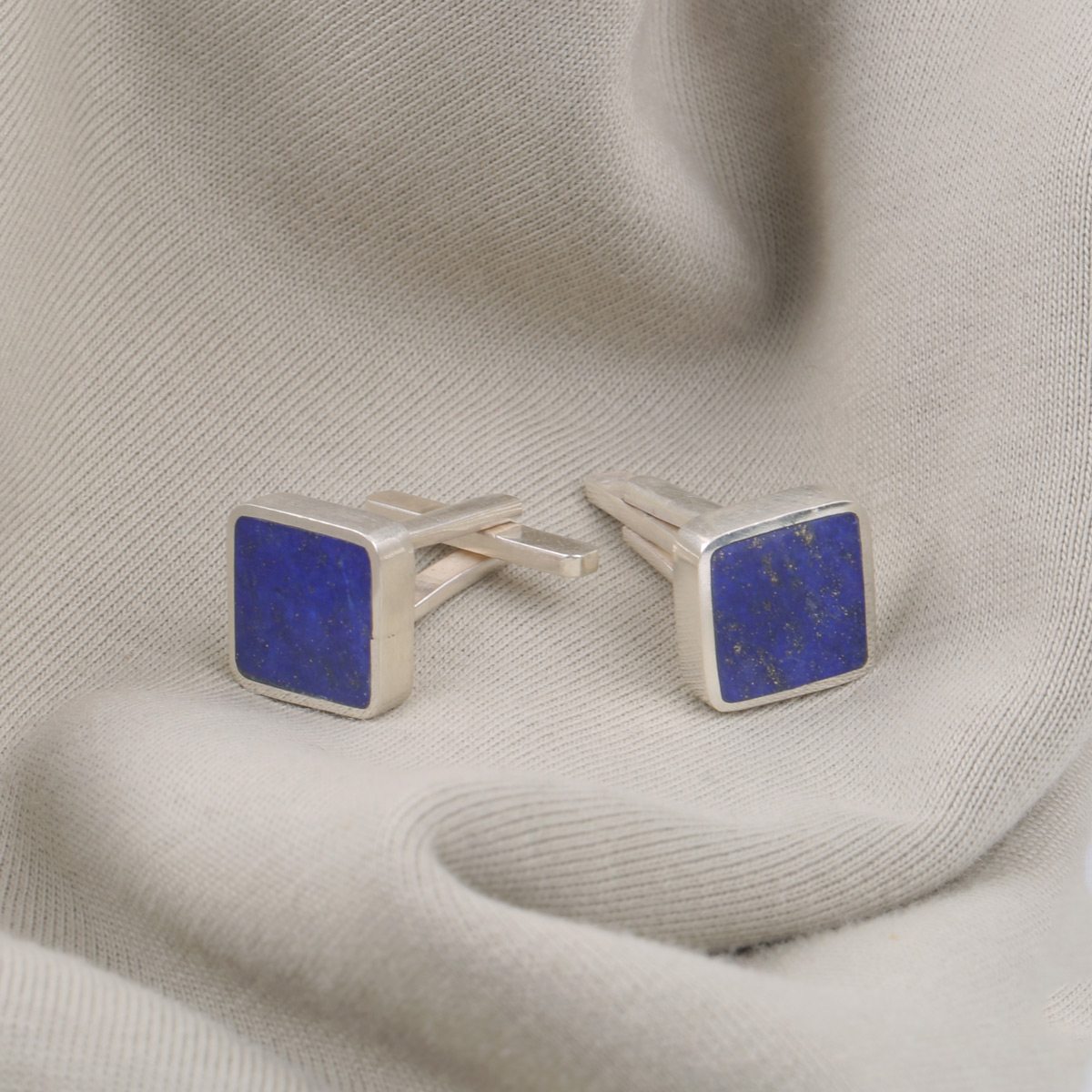 Lapis Lazuli Cufflinks | Silver Square Cufflinks 