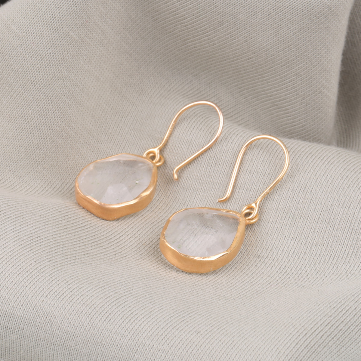 Quartz Gold Plated Earrings | Silver Dangle Earrings 