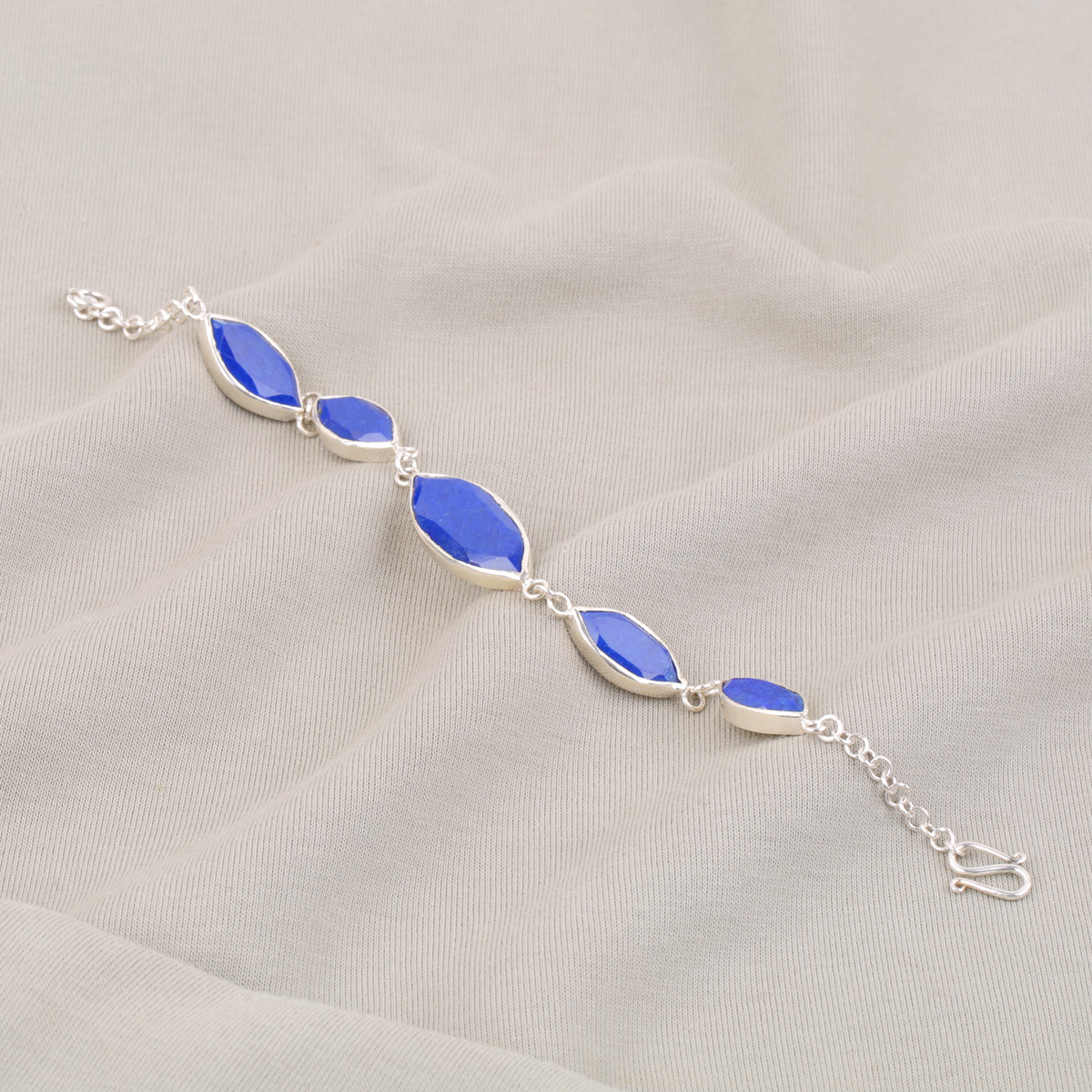 Lapis Stone Chain Bracelet | Silver Birthstone Bracelet 