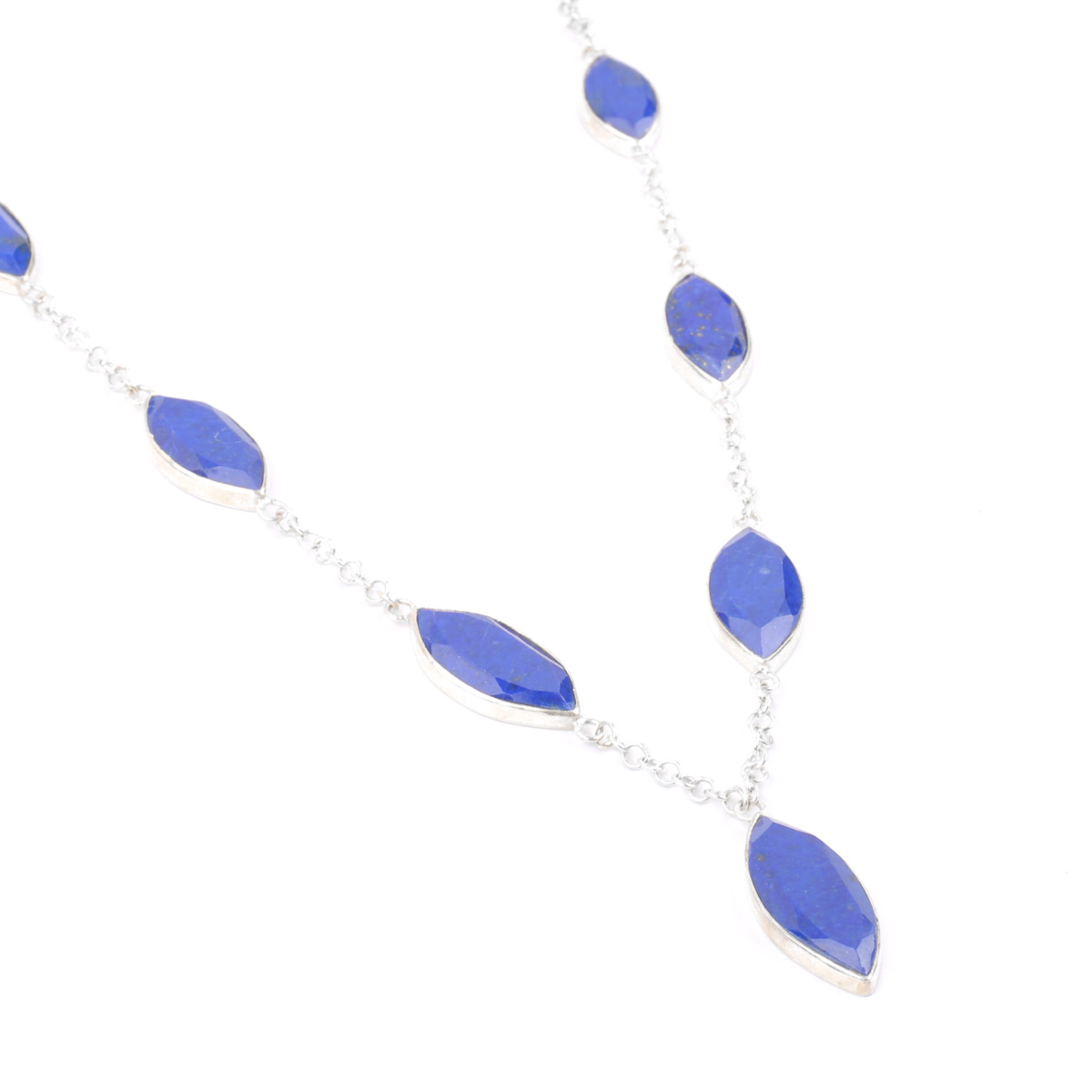 Lapis Lazuli Silver Necklace | Marquise Charm Necklace