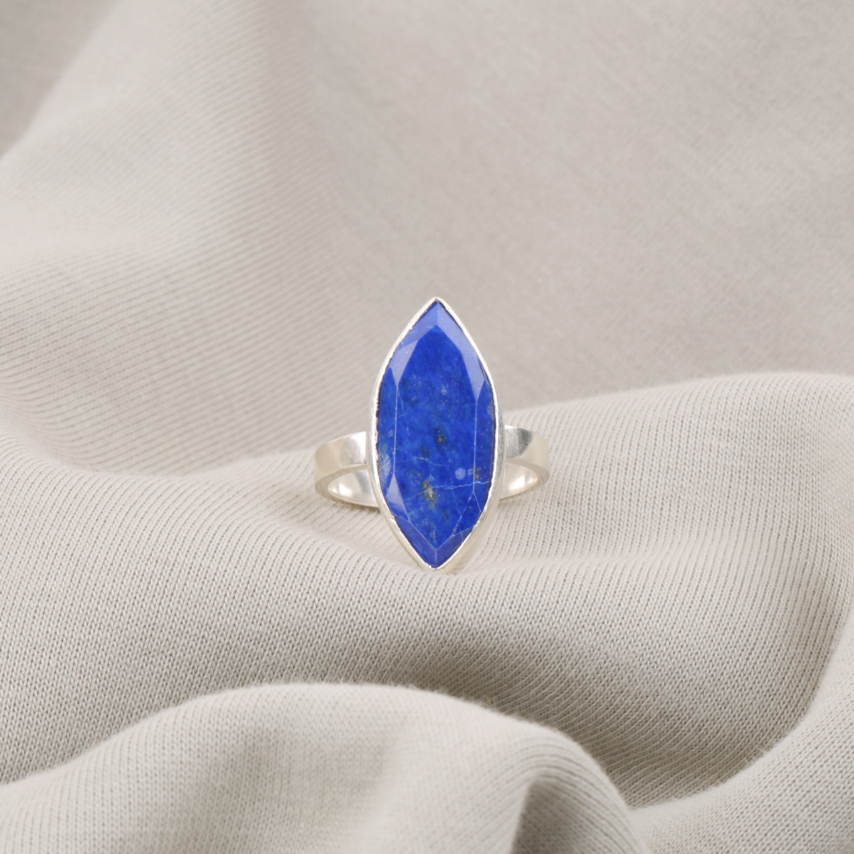 Lapis Lazuli Stone Ring | Silver Marquise Ring