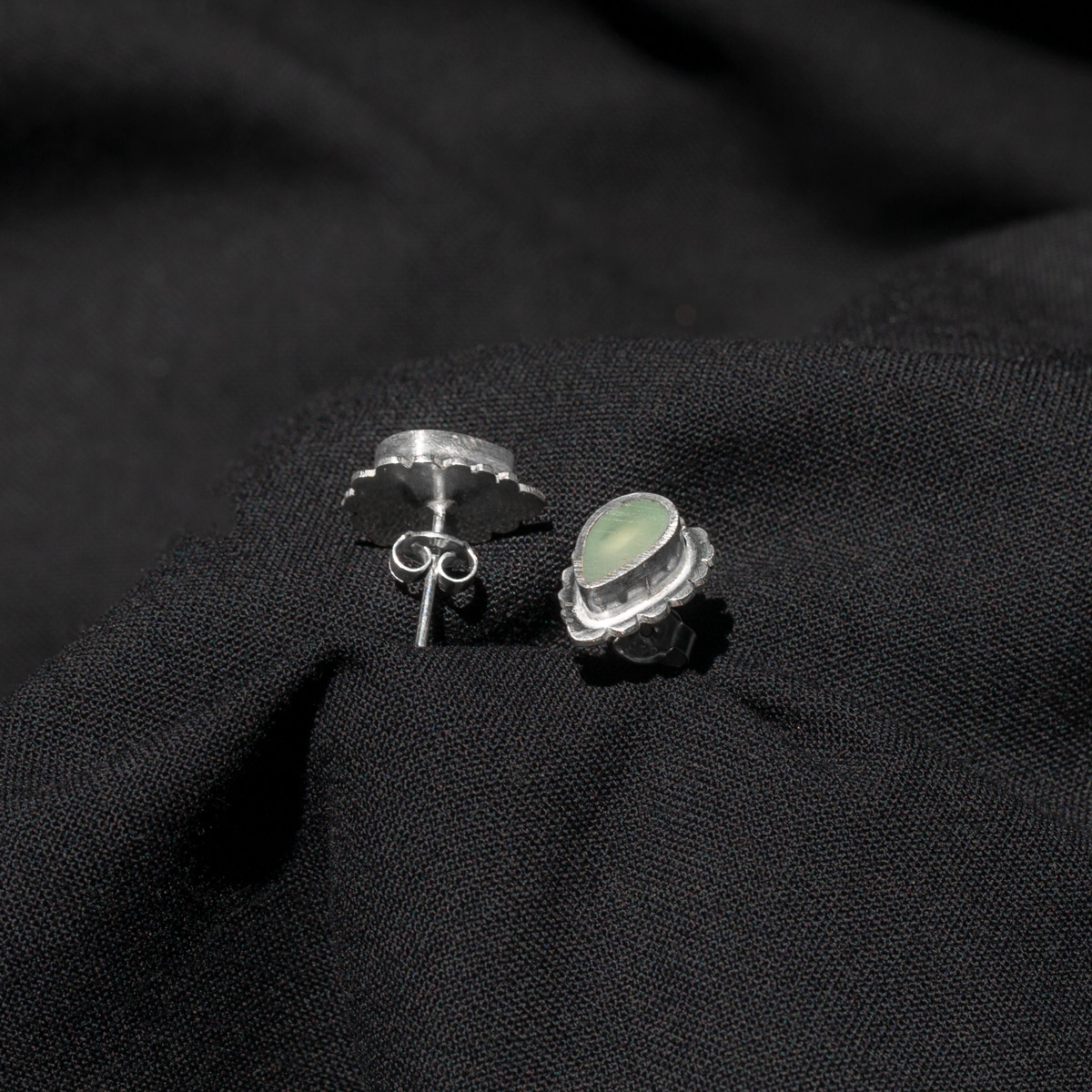 Aquamarine Teardrop Style Studs | Silver Pear Shape Studs