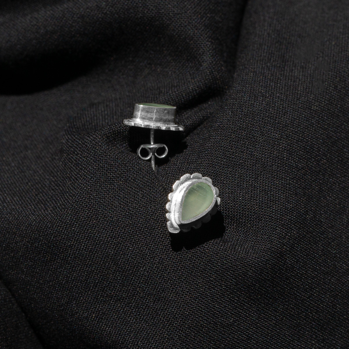 Aquamarine Teardrop Style Studs | Silver Pear Shape Studs