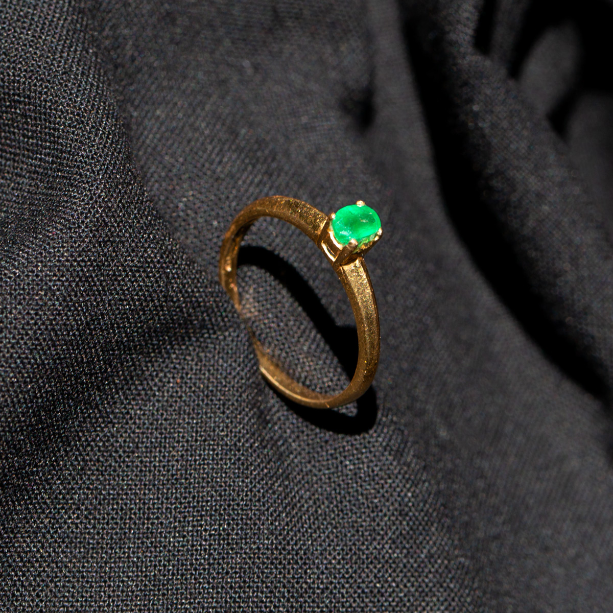 Green Panjsher Emerald Ring| Gold Plated Solitaire Ring
