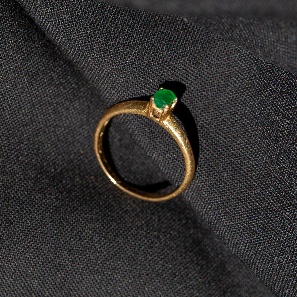 Green Panjsher Emerald Ring| Gold Plated Solitaire Ring