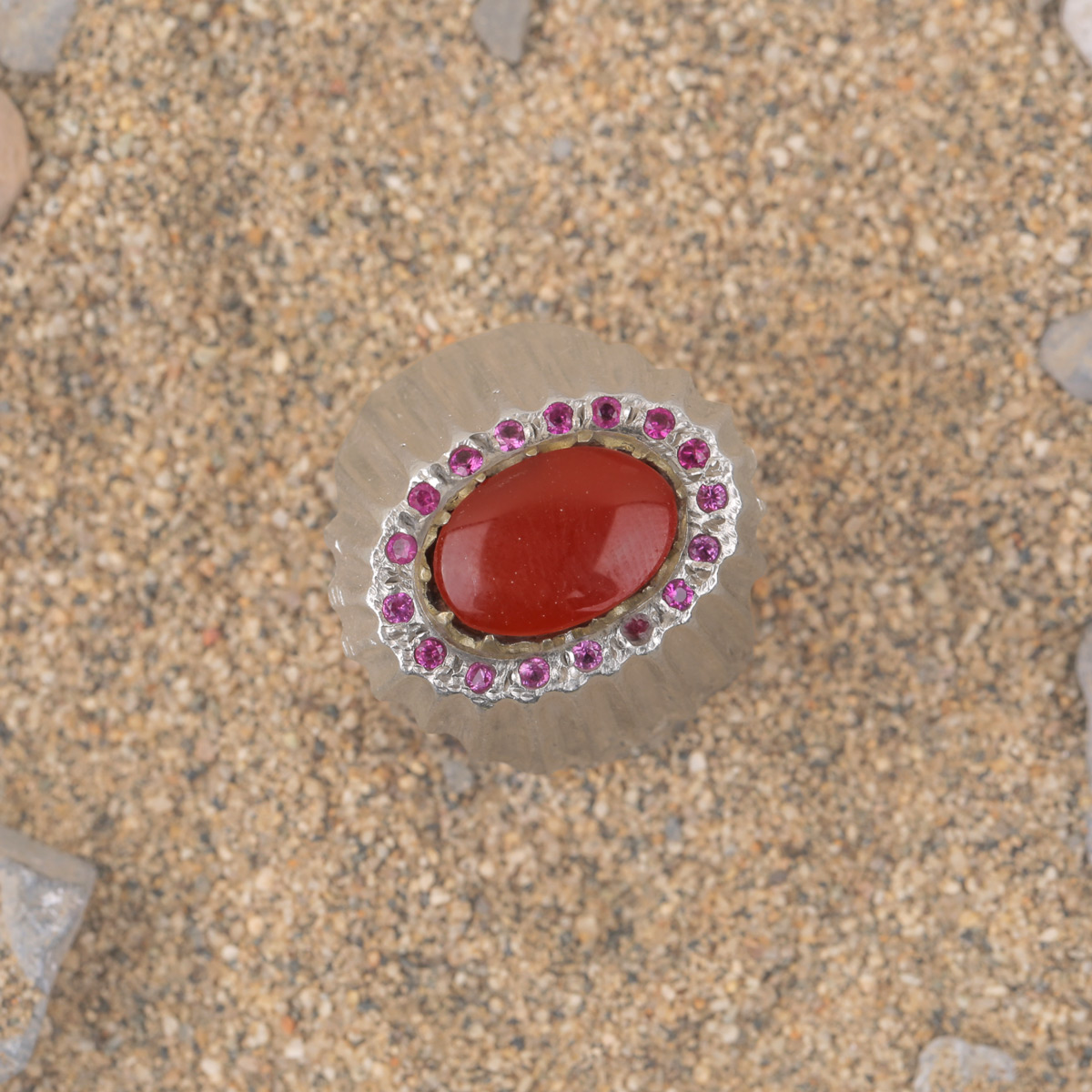 Red Agate Men's Ring | Vintage Setting Silver Ring