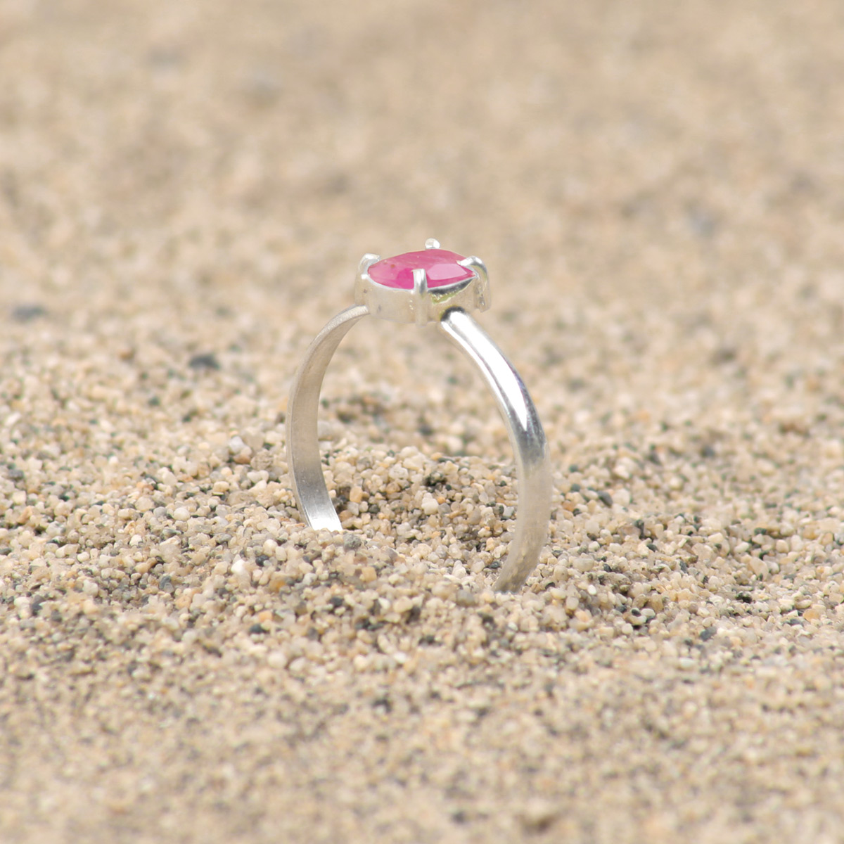 Rose Ruby Silver Ring| Solitaire Women's Ring