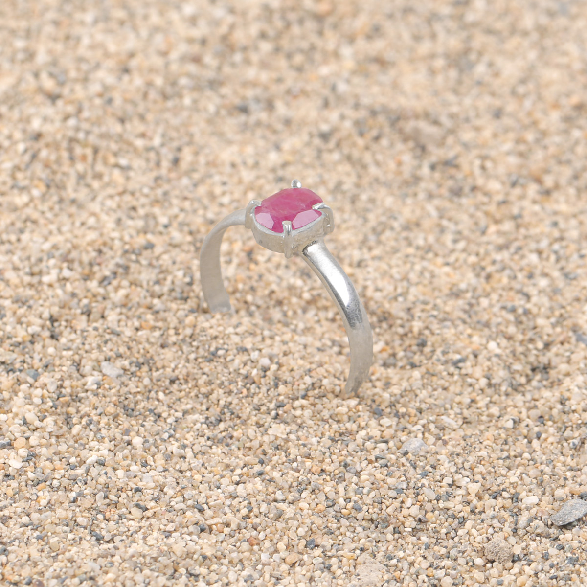 Rose Ruby Silver Ring| Solitaire Women's Ring