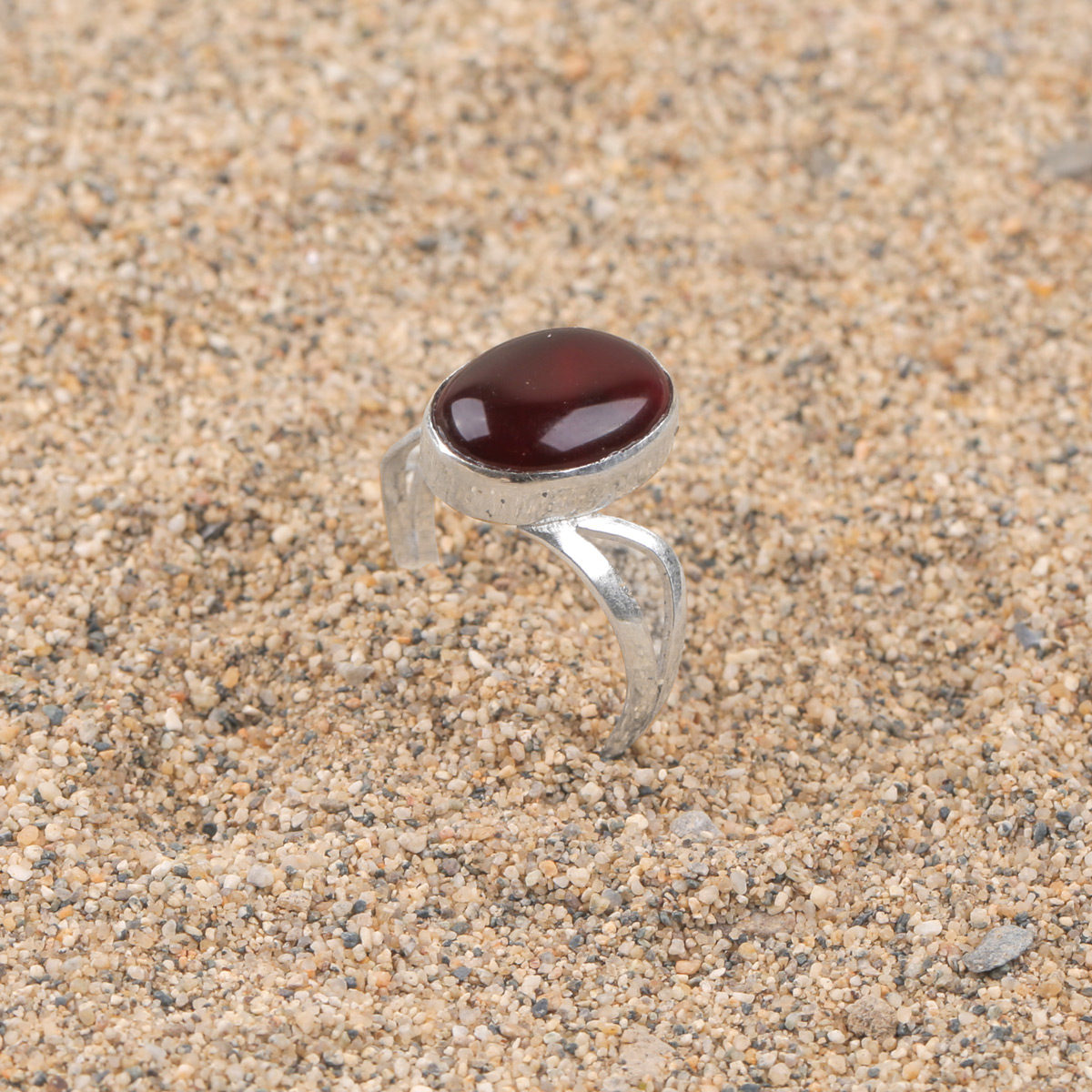 Dark Brown Agate Ring| Oval Silver Women's Ring