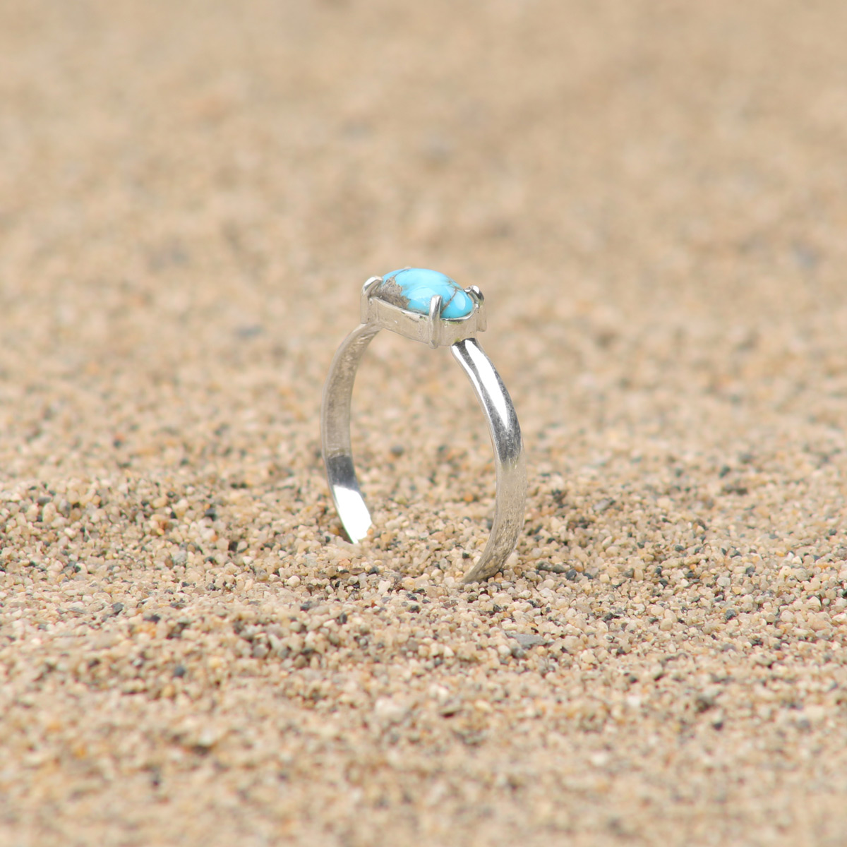 Turquoise Silver Ring | Halo Style Women's Ring