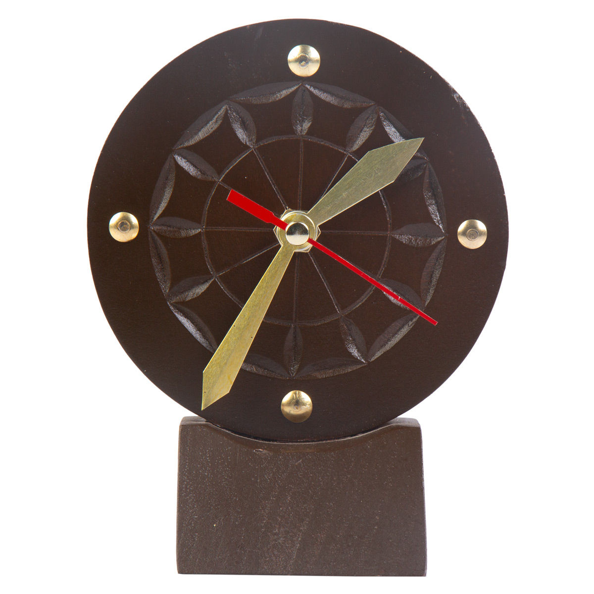 Walnut Nuristani Design Table Clock | Mini Wooden Clock