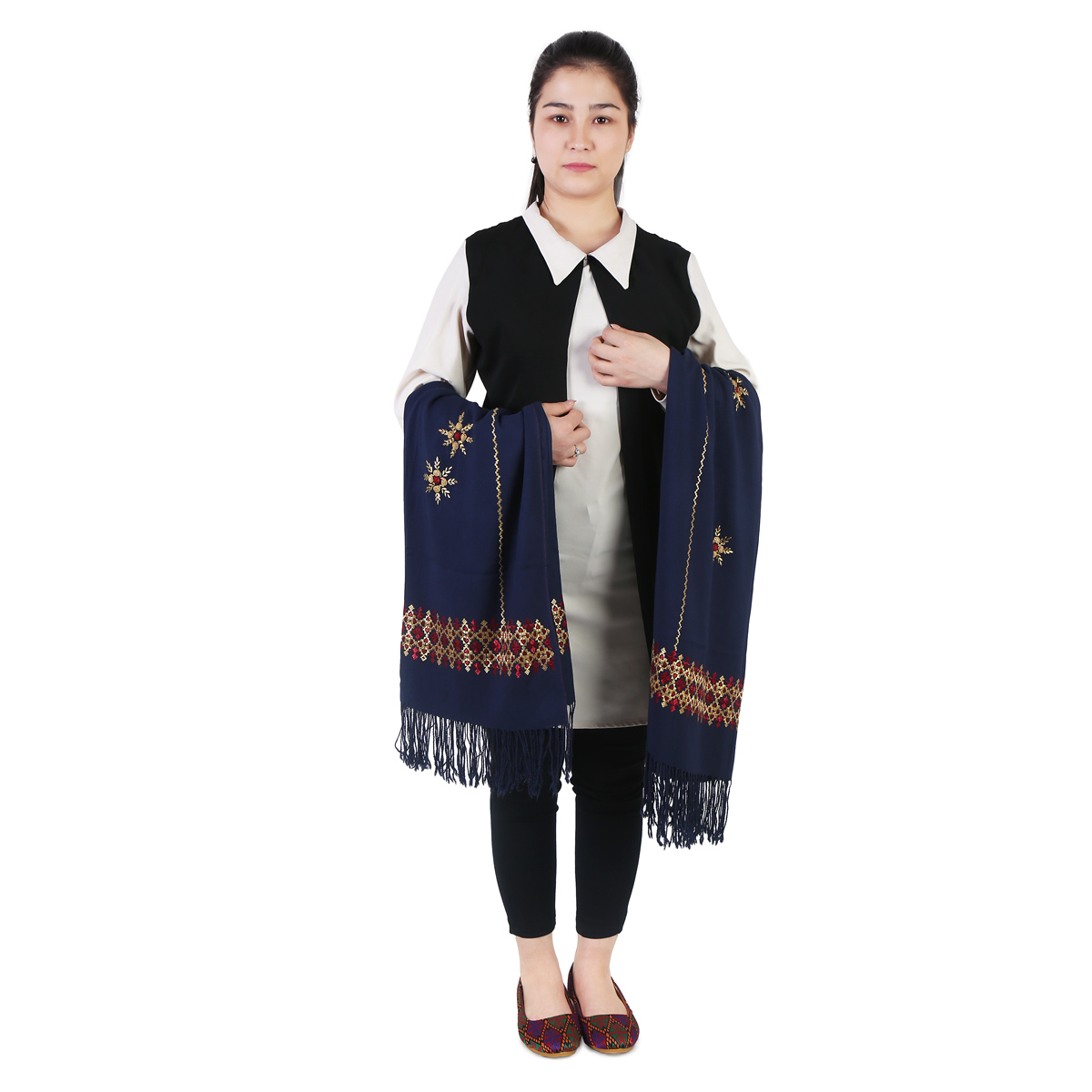 Navy Blue Hazaragi Cotton Shawl