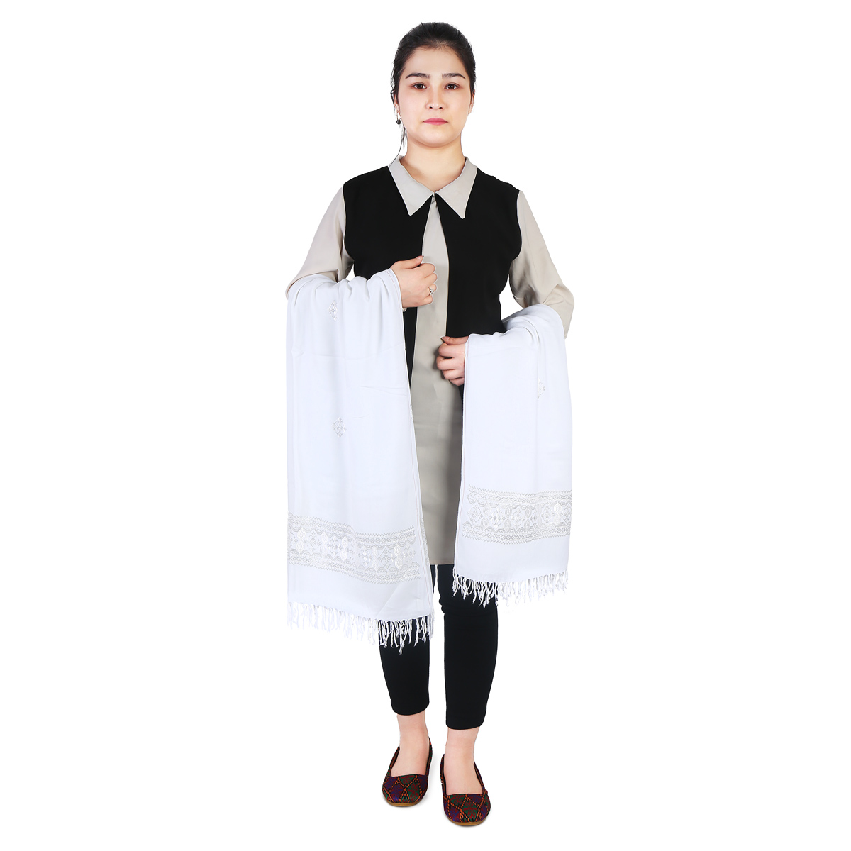 White Cotton Hazaragi Shawl