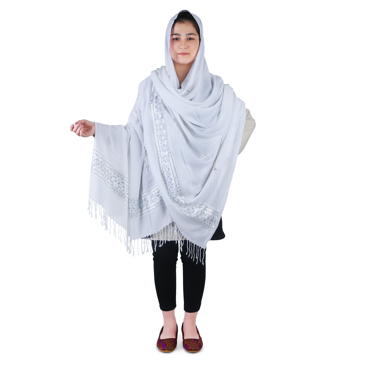 White Cotton Hazaragi Shawl