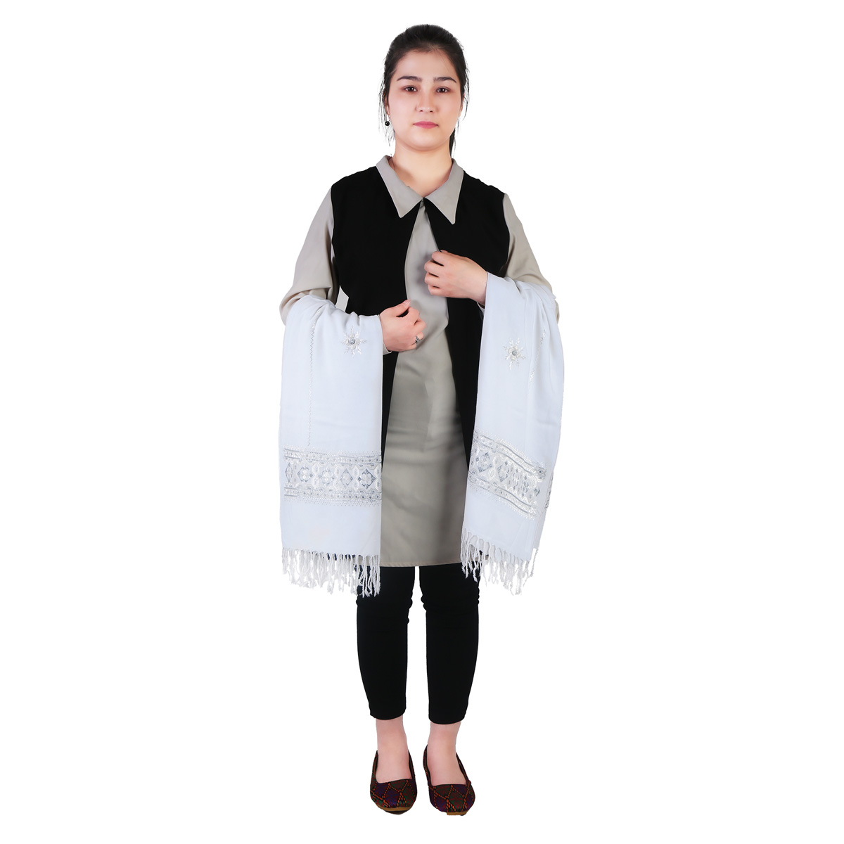 White Cotton Hazaragi Shawl