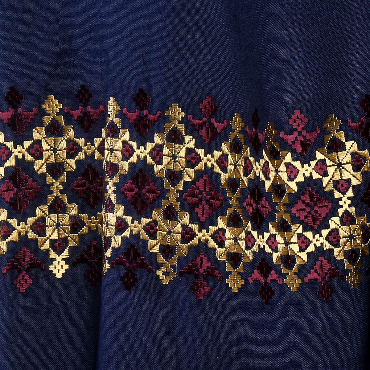 Navy Blue Hazaragi Embroidered Cotton Scarf