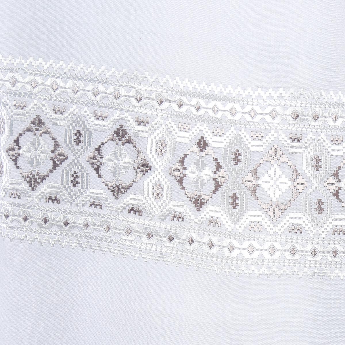 White Cotton Scarf With Gray Embroidery