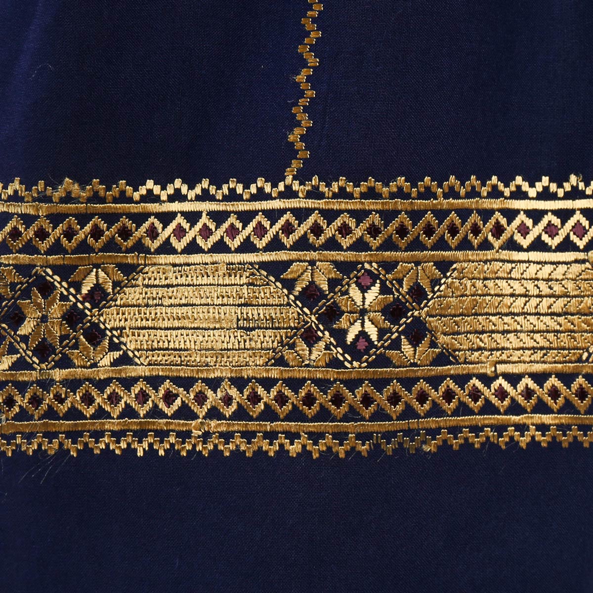 Cotton Scarf With Golden Embroidered Borders
