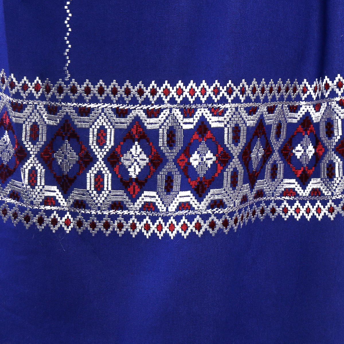Blue Cotton Scarf With Colorful Embroidery