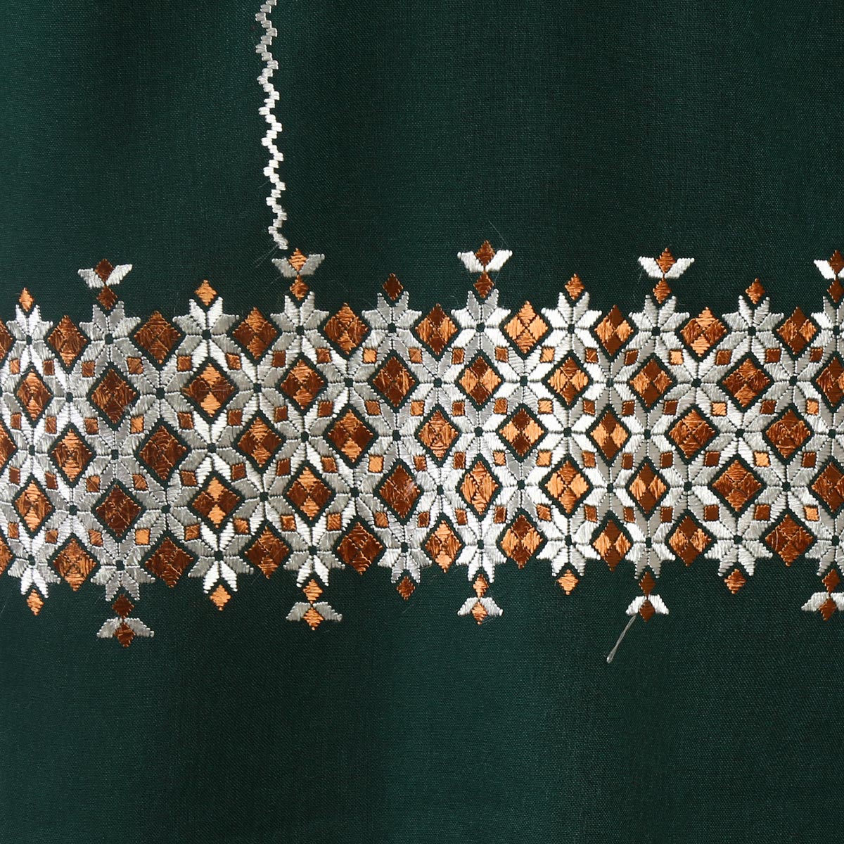 Shawl Embroidered Green Cotton Scarf